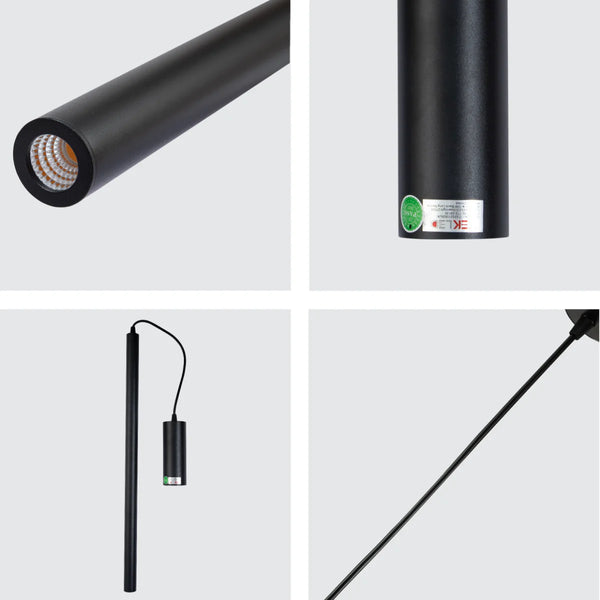 Integrated LED Modern Cylinder Pendant Ceiling Light Suspended Downlight Black