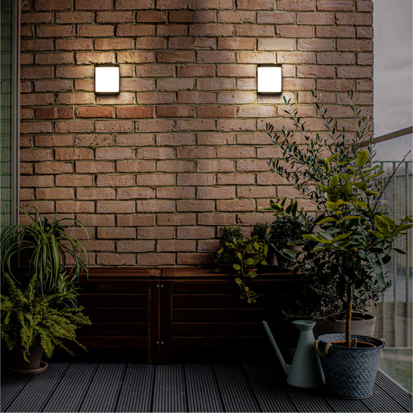 LED Plastic Black Modern Square Outdoor Wall Light 15W Cool White