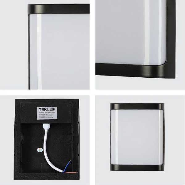 LED Plastic Black Modern Square Outdoor Wall Light 15W Cool White