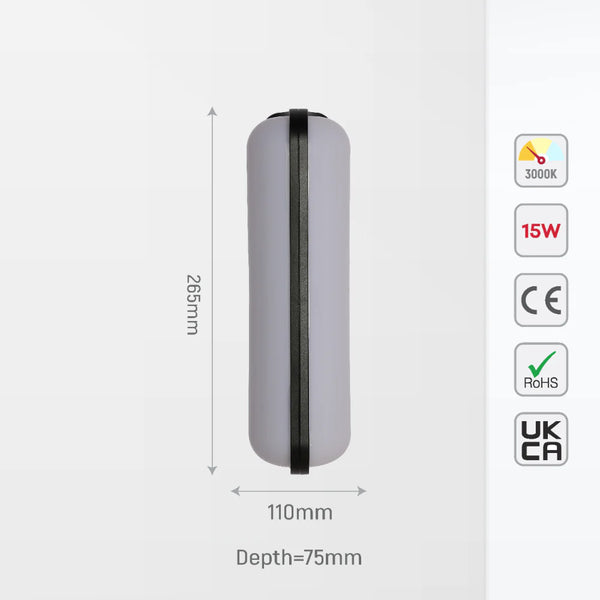 LED Plastic Modern Outdoor Wall Light 15W