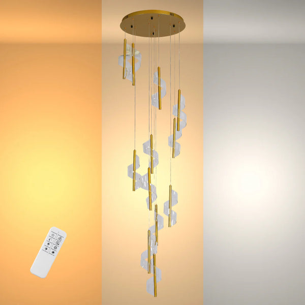 LED Spiral Modern Staircase Chandelier CCT Changeable