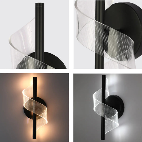 LED Spiral Modern Wall Sconce Light Chrome CCT Changeable