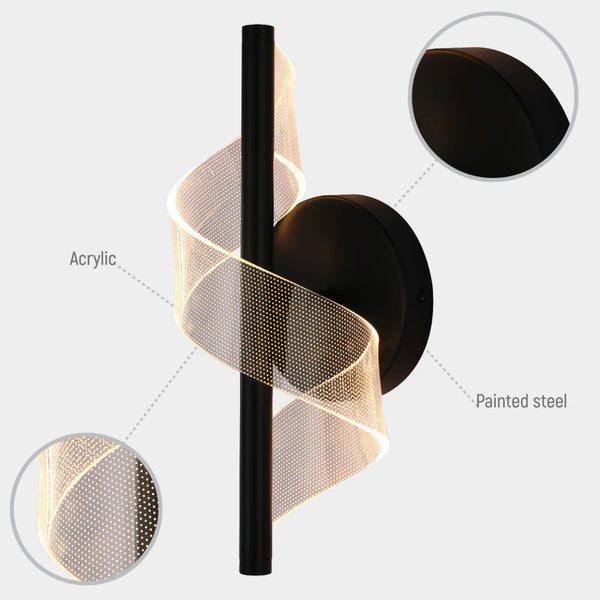 LED Spiral Modern Wall Sconce Light Chrome CCT Changeable