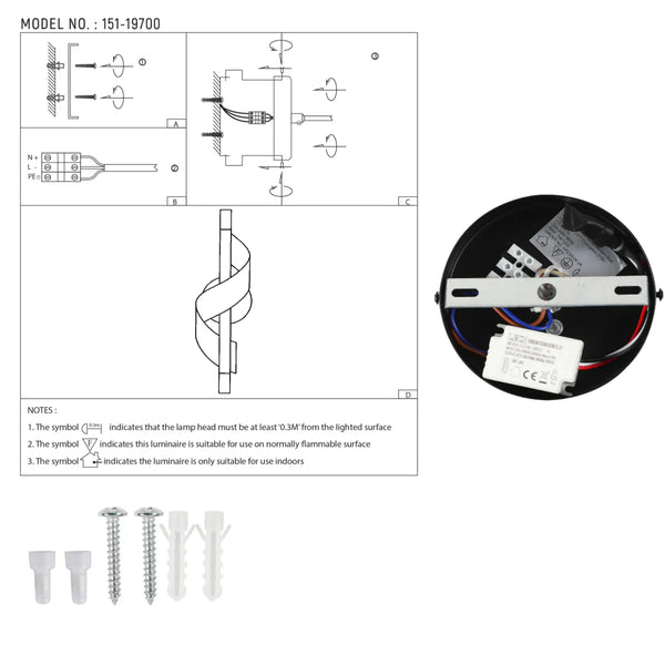 LED Spiral Modern Wall Sconce Light Chrome CCT Changeable
