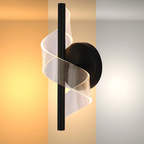 LED Spiral Modern Wall Sconce Light Chrome CCT Changeable