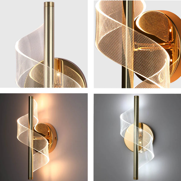 LED Spiral Modern Wall Sconce Light Chrome CCT Changeable