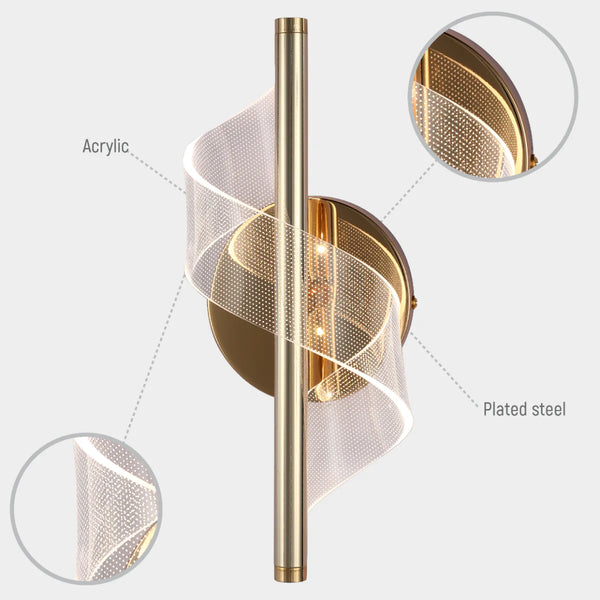 LED Spiral Modern Wall Sconce Light Chrome CCT Changeable