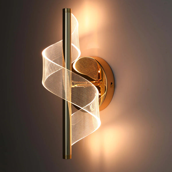 LED Spiral Modern Wall Sconce Light Chrome CCT Changeable