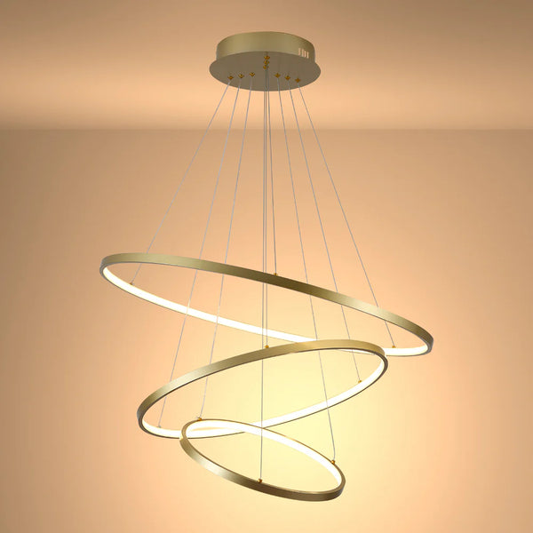 LED Triple Circle Gold Finishing 4000K Natural Cool White Modern Contemporary Nordic Scandinavian Pendant Ceiling Light