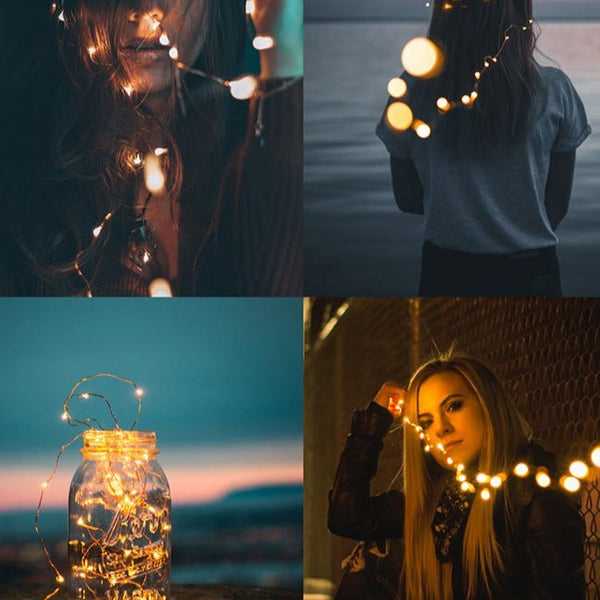 Mensa 2 Sets of Micro-LED 100 LEDs 10m with Battery Pack & USB Cable Warm White LED String Fairy Light
