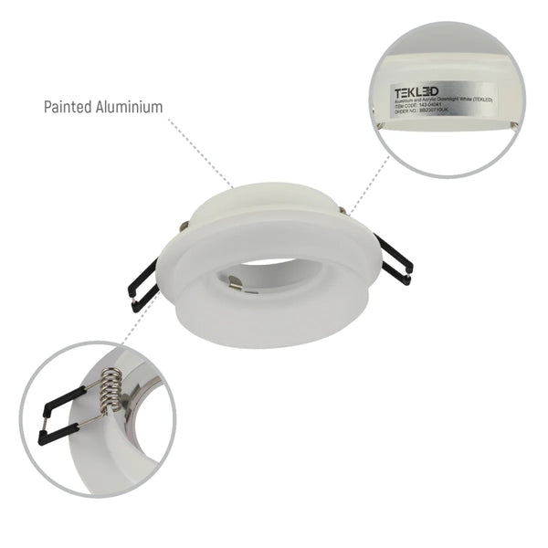 Low-Glare GU10 Fixed Downlight - Opal Acrylic & Die-Cast Aluminium