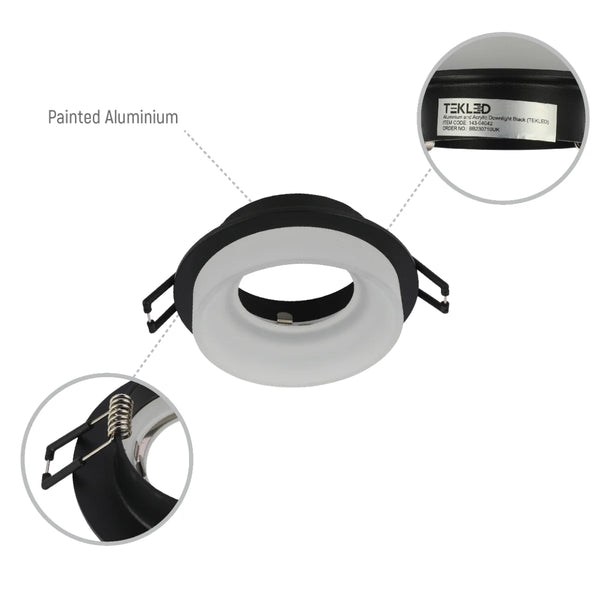 Low-Glare GU10 Fixed Downlight - Opal Acrylic & Die-Cast Aluminium