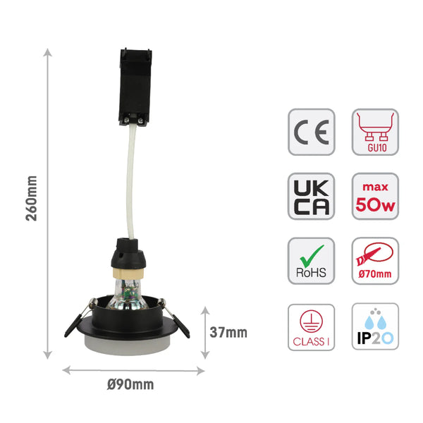 Low-Glare GU10 Fixed Downlight - Opal Acrylic & Die-Cast Aluminium