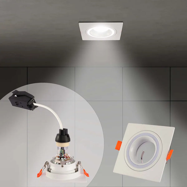Low UGR Fixed Recessed GU10 Downlighter Square
