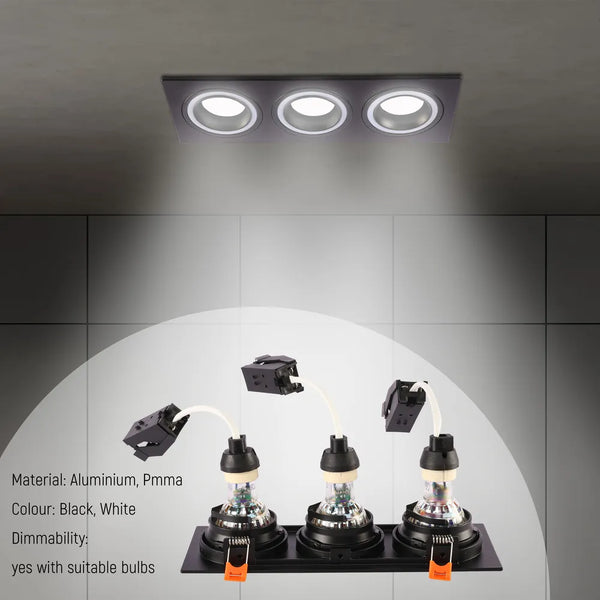 Low UGR Fixed Recessed GU10 Downlighter Square