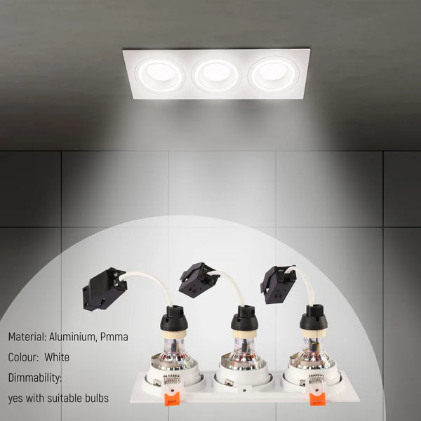 Low UGR Fixed Recessed GU10 Downlighter Square
