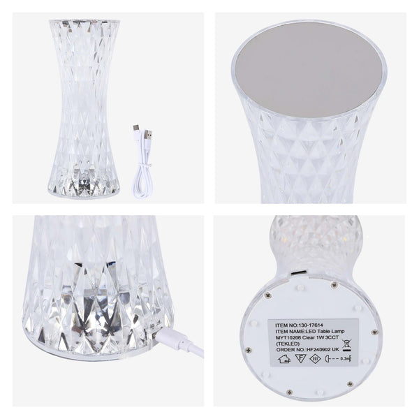 Lumi Crystal Touch: Rechargeable Mushroom-Shaped LED Table Lamp | Bedside Lamp