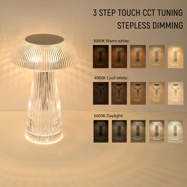 Lumi Crystal Touch: Rechargeable Mushroom-Shaped LED Table Lamp | Bedside Lamp