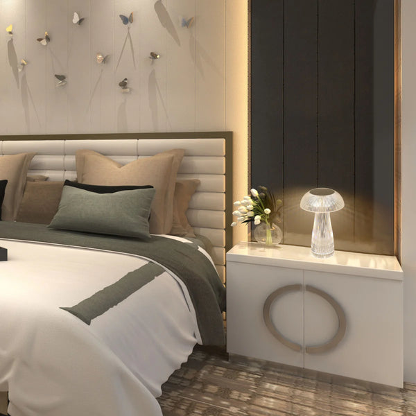 Lumi Crystal Touch: Rechargeable Mushroom-Shaped LED Table Lamp | Bedside Lamp