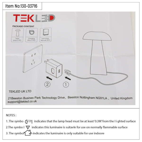 Lumi Crystal Touch: Rechargeable Mushroom-Shaped LED Table Lamp | Bedside Lamp