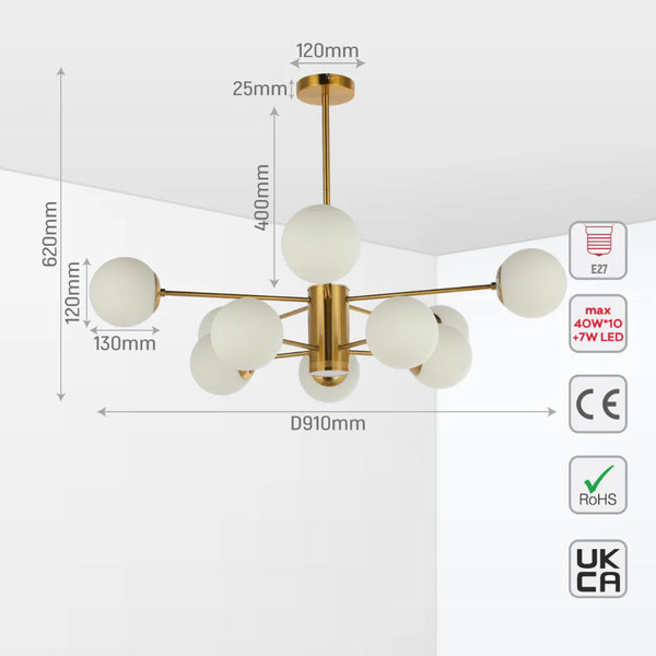Luminary Opal Globe Chandelier | LED Illumination | Single or Dual Tier