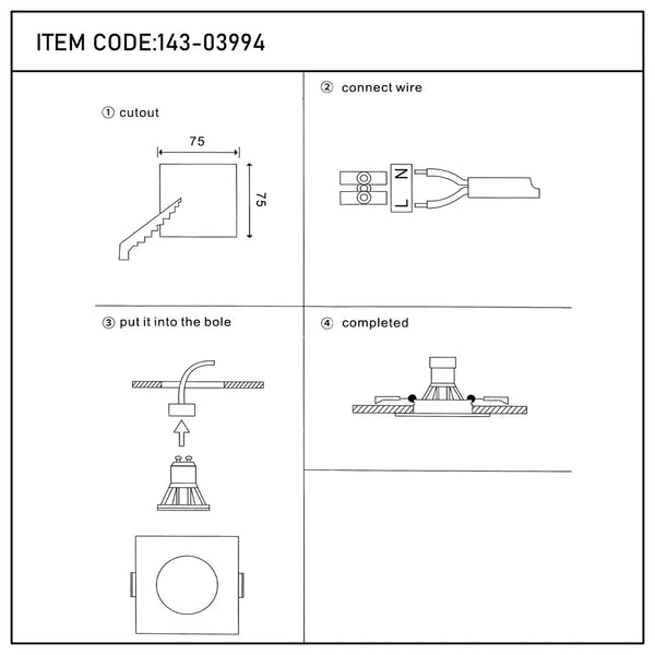 Lunar Low-Glare Square Fixed Recessed GU10 Downlight