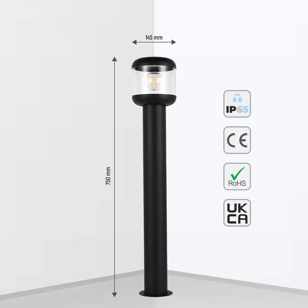 LunaVista Outdoor Bollard Light Black E27