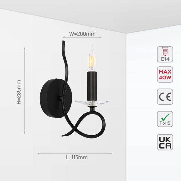 LuxAura Candle Wall Lamp - Single and Double Scroll Options