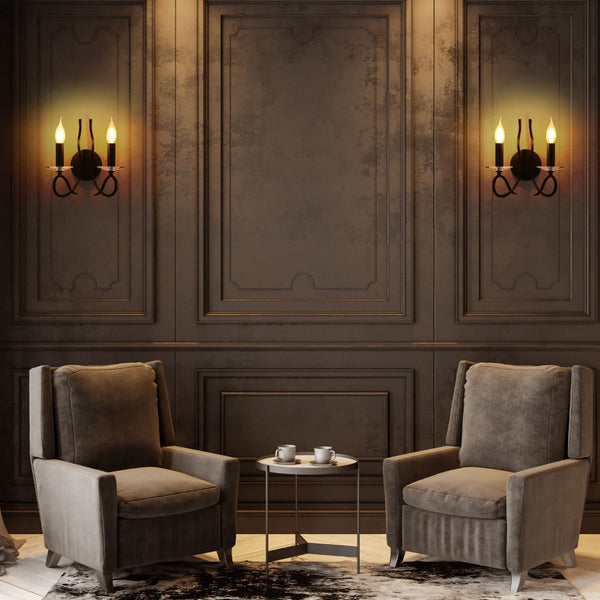 LuxAura Candle Wall Lamp - Single and Double Scroll Options