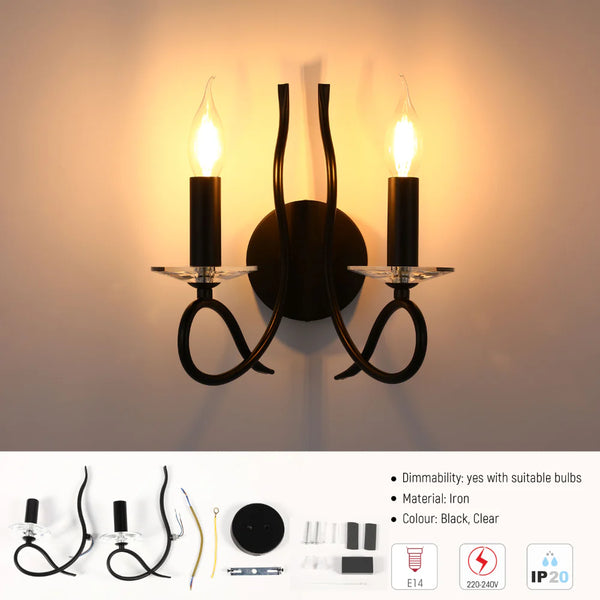 LuxAura Candle Wall Lamp - Single and Double Scroll Options