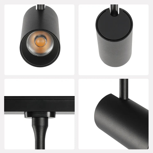 Magnetic Cylinder Focus LED Track Light Black 4000K
