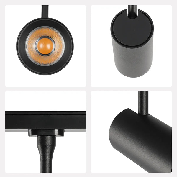 Magnetic Cylinder Focus LED Track Light Black 4000K