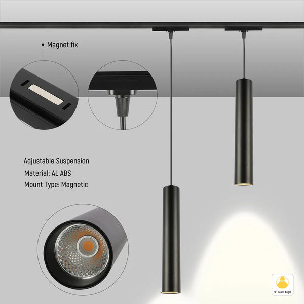 Magnetic Track Pendant Downlight | 12W COB LED Pendant