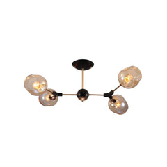 Amber Bell Glass Sputnik Gold Semi Flush Ceiling Light E27