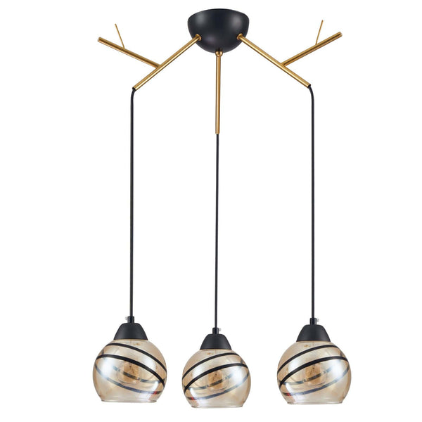 Amber Dome Glass Gold Twig Modern Ceiling Light