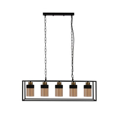 Amber Glass Black Metal Body Island Chandelier Ceiling Light 5xE27