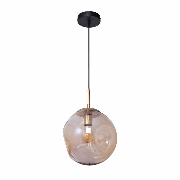 Amber or Smoky Glass Crater Pendant Ceiling Light E27