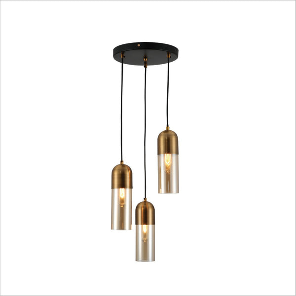 Sleek Duo-Tone Cylinder Pendant Ceiling Light - Amber Bronze or Smoky Black Variants