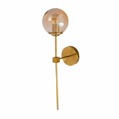 Amber Glass Gold Metal Wall Light L E27 Fitting