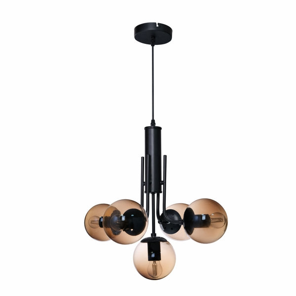 Globe Glass Black Body Pendant Chandelier Ceiling Light E27