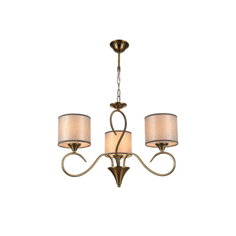Antique Brass Arm Grey Cylinder Shaded Candle Vintage Chandelier Ceiling Light E27 Fittings