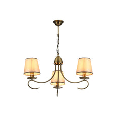 Antique Brass Arm Grey Frustum Shaded Candle Vintage Chandelier Ceiling Light E14 Fittings