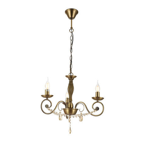 Antique Brass Finishing Metal Body French Candle Vintage Crystal Ceiling Light E14