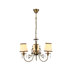 Antique Brass Finishing Metal Body Off White Shade Candle Vintage Crystal Ceiling Light E14