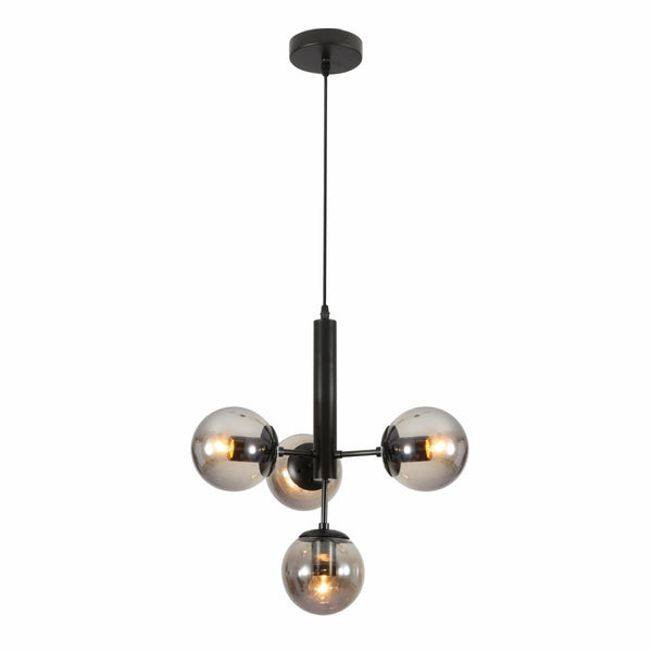 Atom Model Globe Glass Black Metal Body Chandelier Ceiling Pendant Light E27