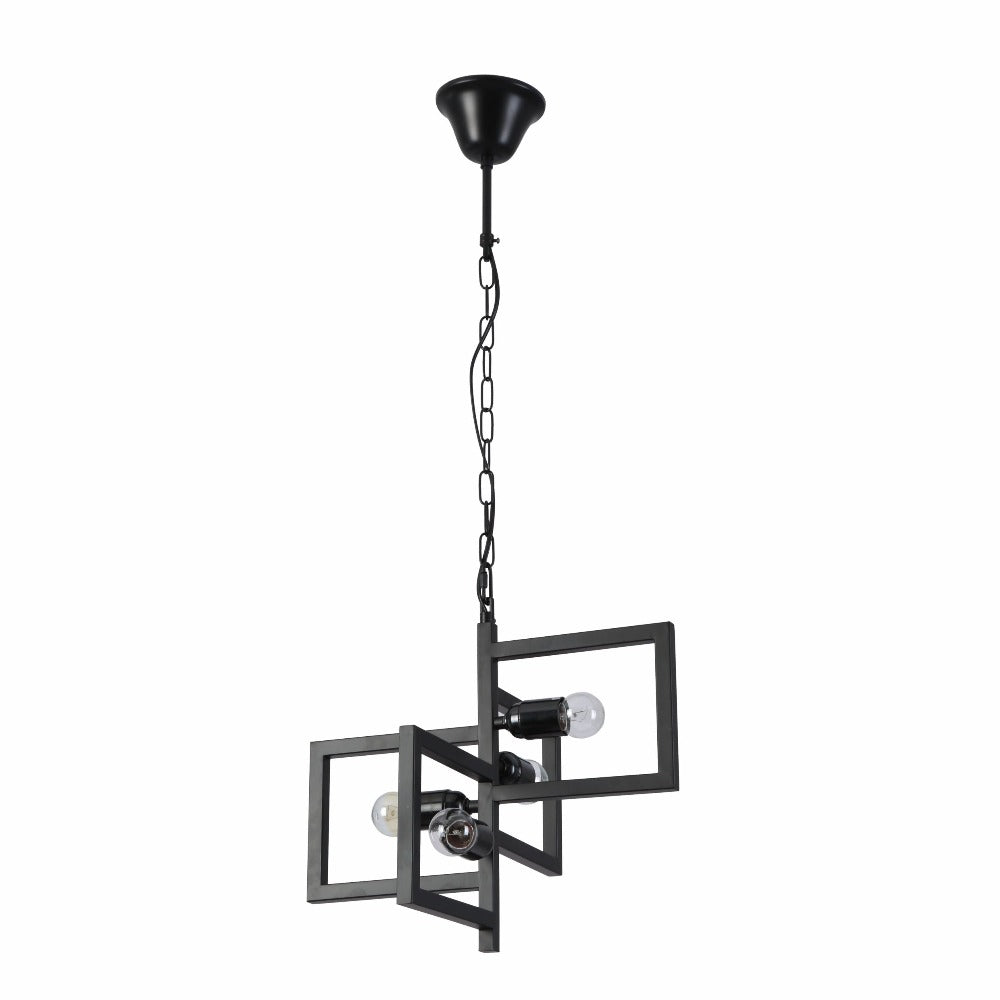 Black 4 Rectangle Chandelier Pendant Ceiling Light E27