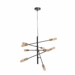 Black and Gold Sputnik Rod Modern Pendant Chandelier Ceiling Light E27