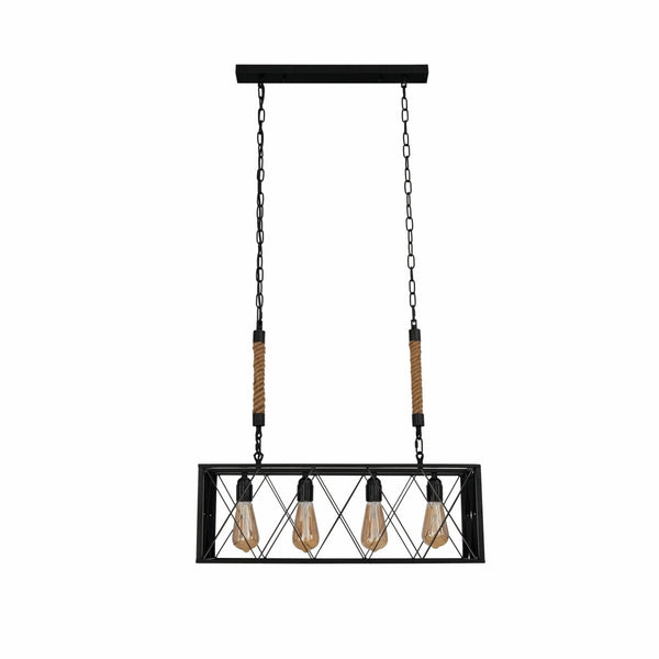 Black Cuboid Metal Island Chandelier Ceiling Light 4xE27