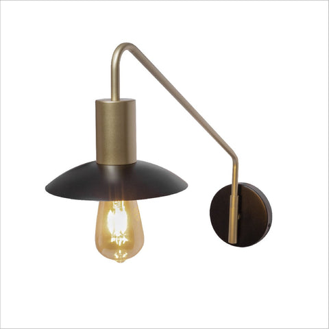 Black Gold Metal Flat Wall Light E27 Fitting