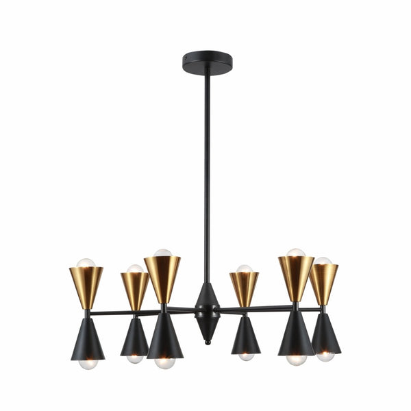 Black Gold Up Down Funnel Modern Chandelier Ceiling Light 12xE27